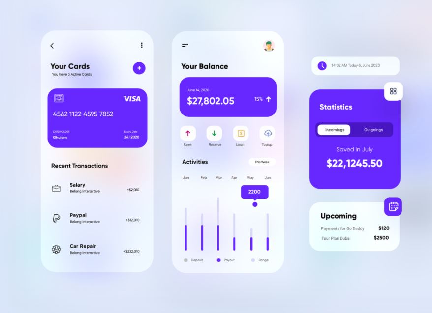 minimalistic design Finance Mobile App Design by Ghulam Rasool